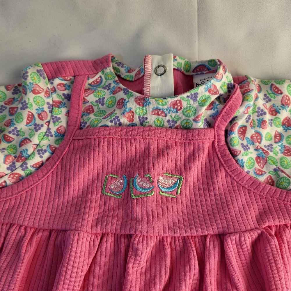NWT Vintage Size 6-9 Month Pink Baby Girl Healthtex Romper Watermelon Kiwi